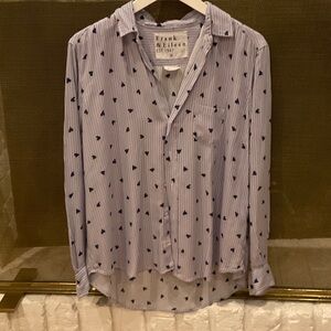 Frank & Eileen Navy Heart Patterned Shirt